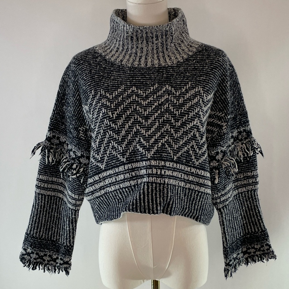 Club Monaco Fringe Turtleneck Sweater, L - Picture 1 of 10